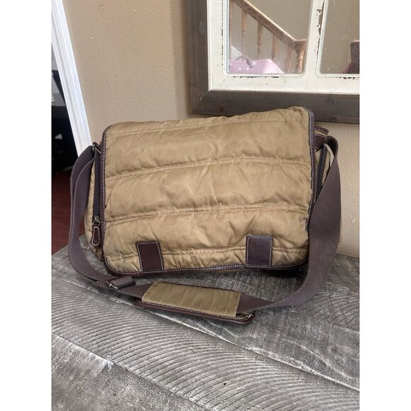 Vintage Eddie Bauer Down Tan Messenger Diaper Bag - Picture 1 of 7